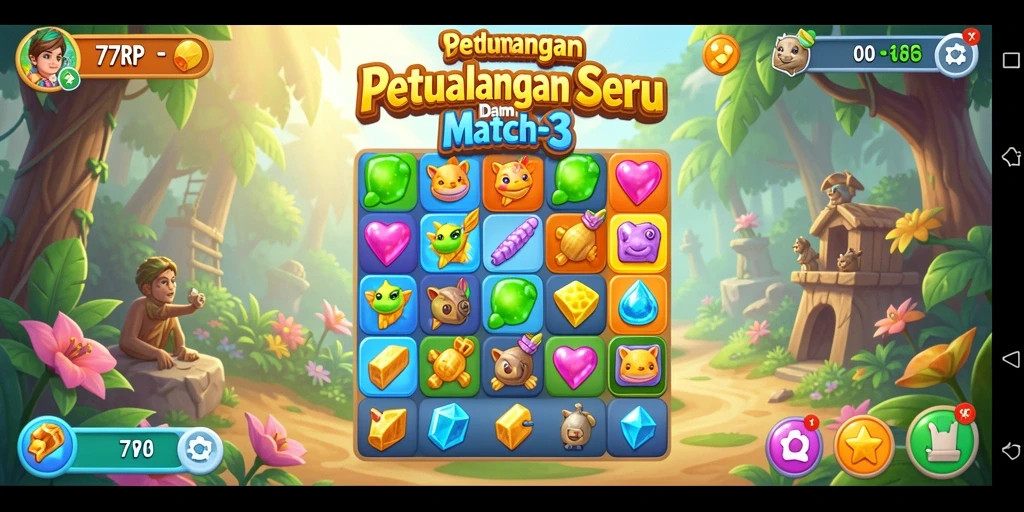 Tampilan gameplay seru di 77RP yang penuh warna.
