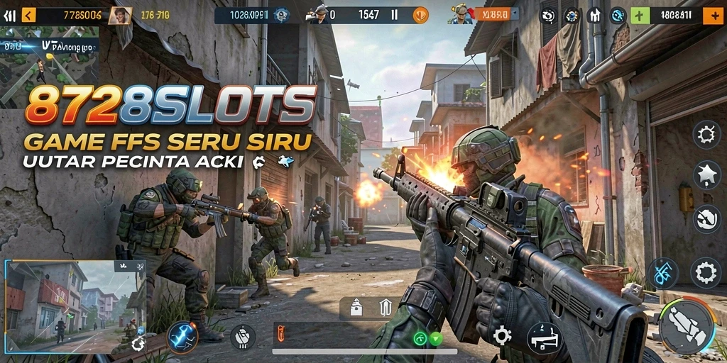 Tangkapan layar menunjukkan aksi intens dalam permainan FPS 8728SLOTS.