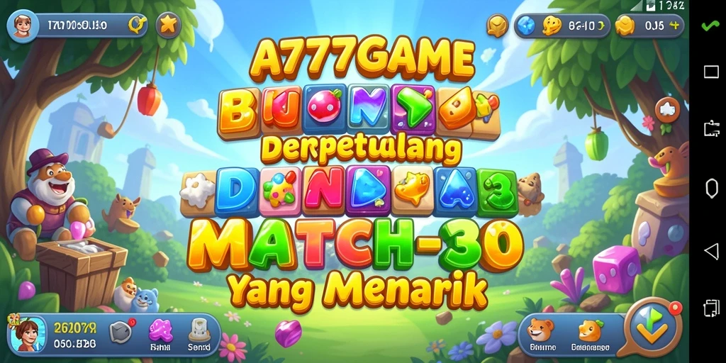 Screenshot menampilkan gameplay seru Match-3 A777GAME.