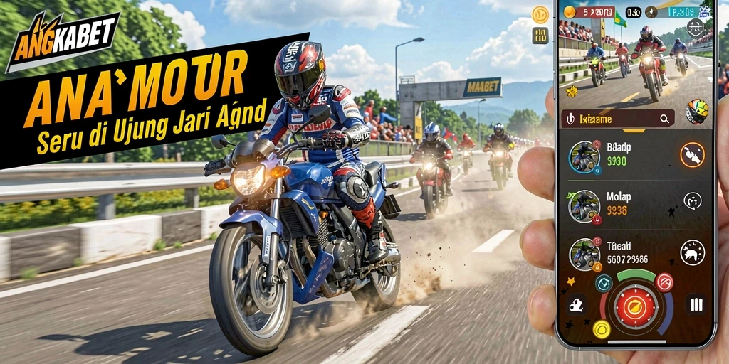 Screenshot gameplay ANGKABET memperlihatkan balapan motor yang mendebarkan.