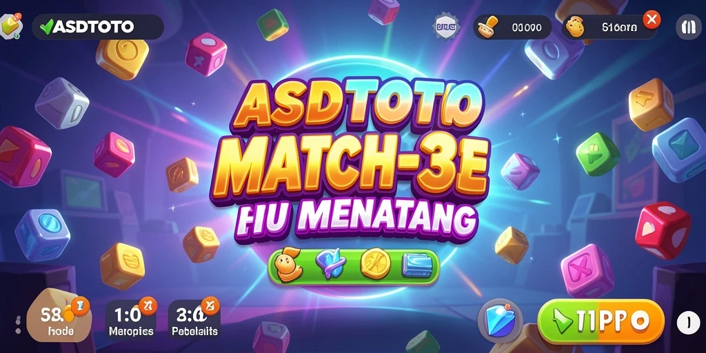 Tangkapan layar ASDTOTO menampilkan permainan Match-3 yang penuh warna.