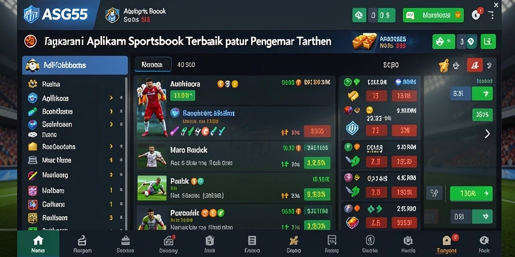 Tampilan screenshot utama dari ASG55 menampilkan fitur sportsbook yang menarik.
