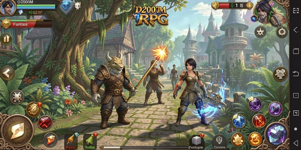 Tampilan utama D200M menampilkan aksi pertarungan yang seru dan grafik yang menarik.