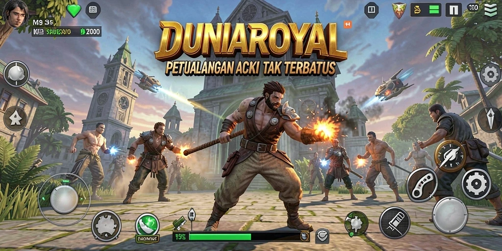 Screenshot DUNIAROYAL menunjukkan aksi mendebarkan dalam pertempuran.