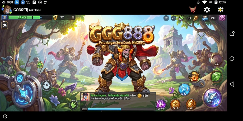Screenshot gameplay GGG888 menampilkan pertempuran seru antara karakter pemain.