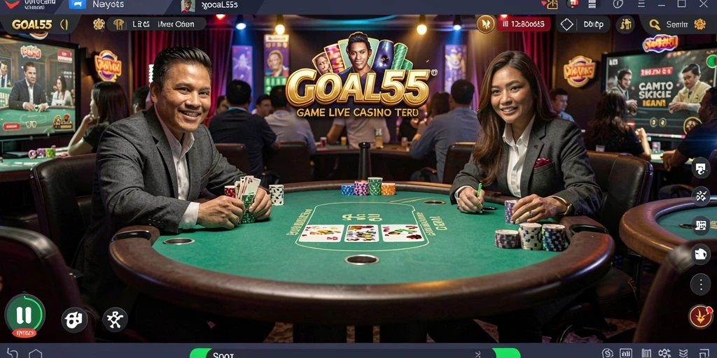 Tampilan gameplay Live Casino yang seru dan interaktif di GOAL55.