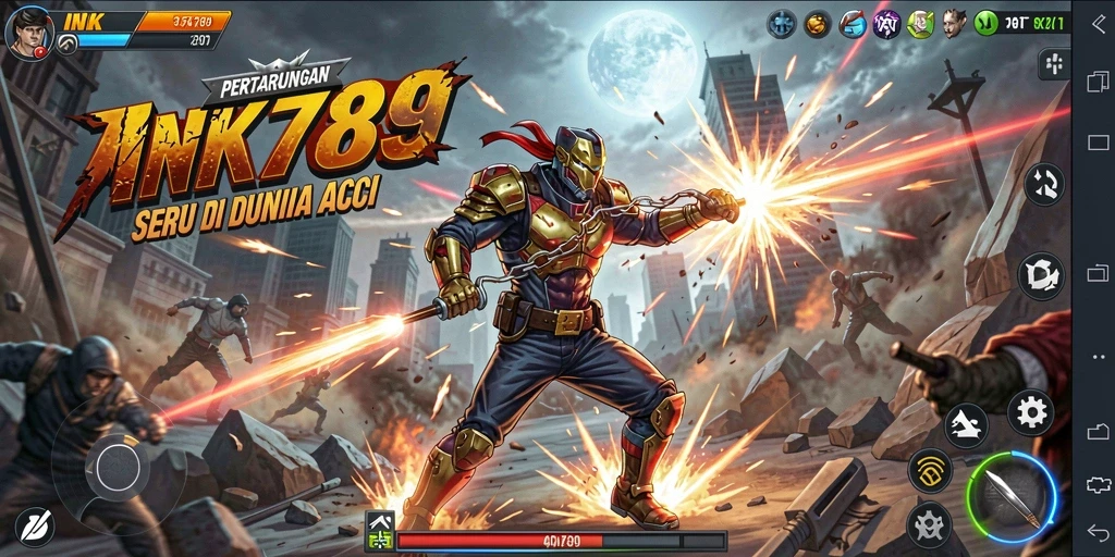 Tangkapan layar yang menunjukkan aksi pertarungan mendebarkan di INK789.