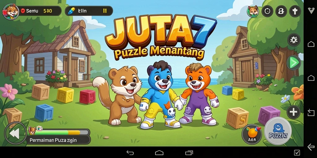 Screenshot gameplay JUTA7 yang menunjukkan variasi puzzle menantang.