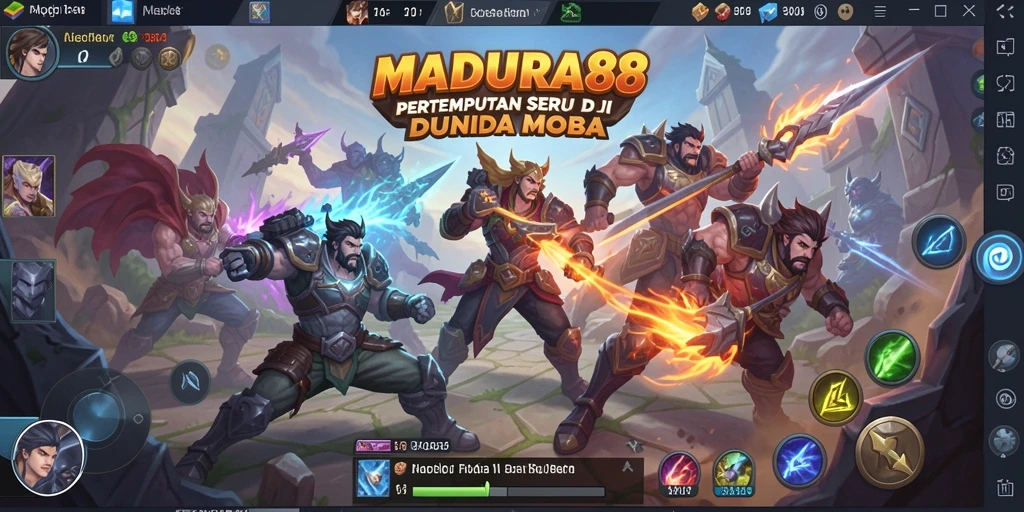 Tampilan aksi seru dalam gameplay MOBA MADURA88.