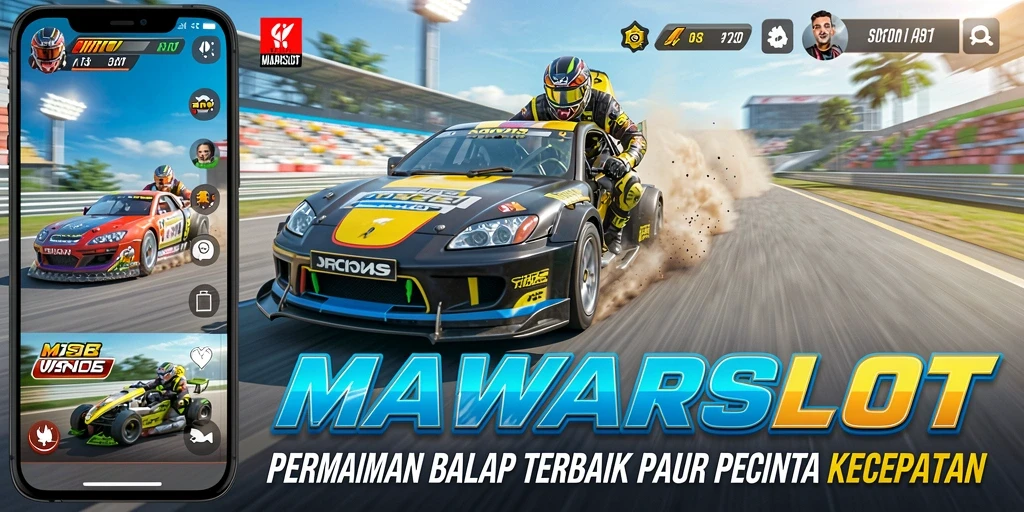 Screenshot MAWARSLOT menampilkan aksi balap yang mendebarkan dan grafis memukau.