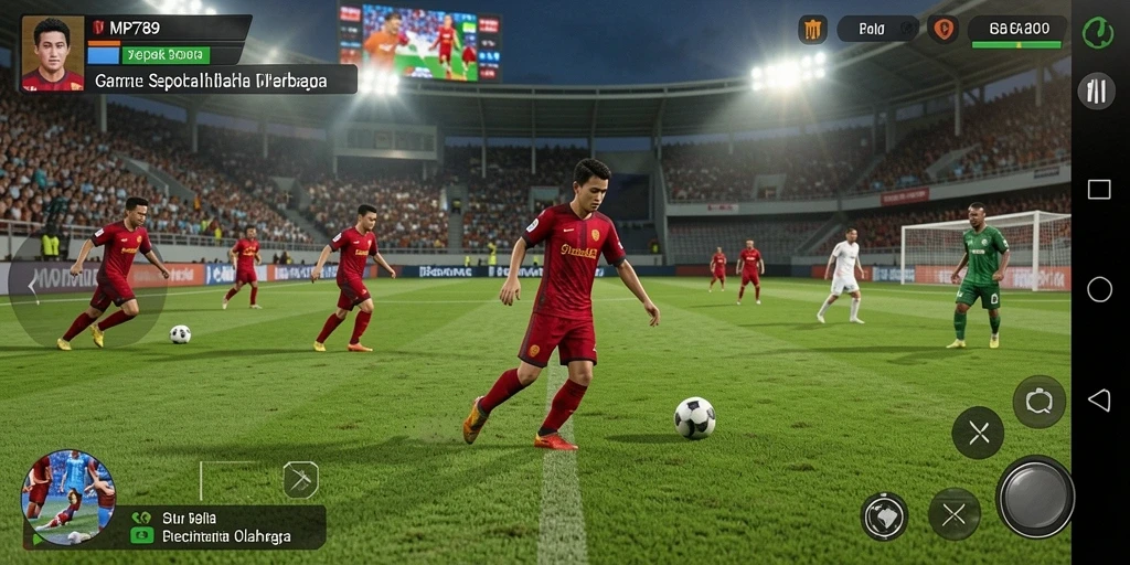 Screenshot gameplay <strong>MVP789</strong> menampilkan aksi seru di lapangan sepak bola.