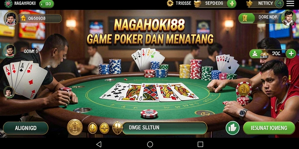 Tampilan gameplay seru dalam NAGAHOKI88 yang menampilkan aksi Poker.