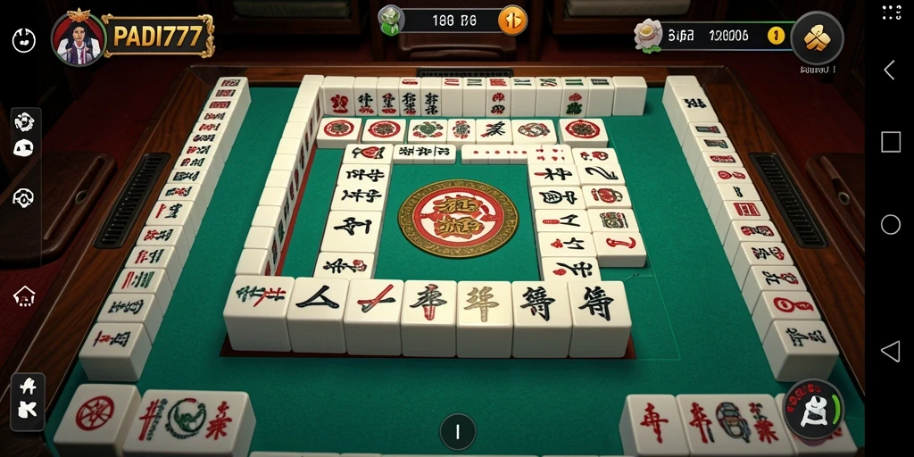 Tampilan gameplay seru dari PADI777 yang menghadirkan Mahjong klasik.